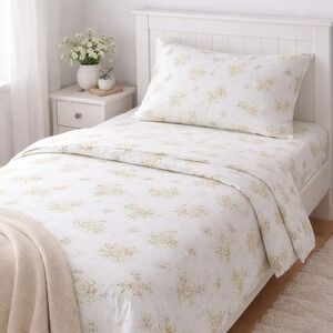VTG Springmaid Wondercale Twin Sheet Set‎ 3 pc Daisy Floral USA Made Cottagecore